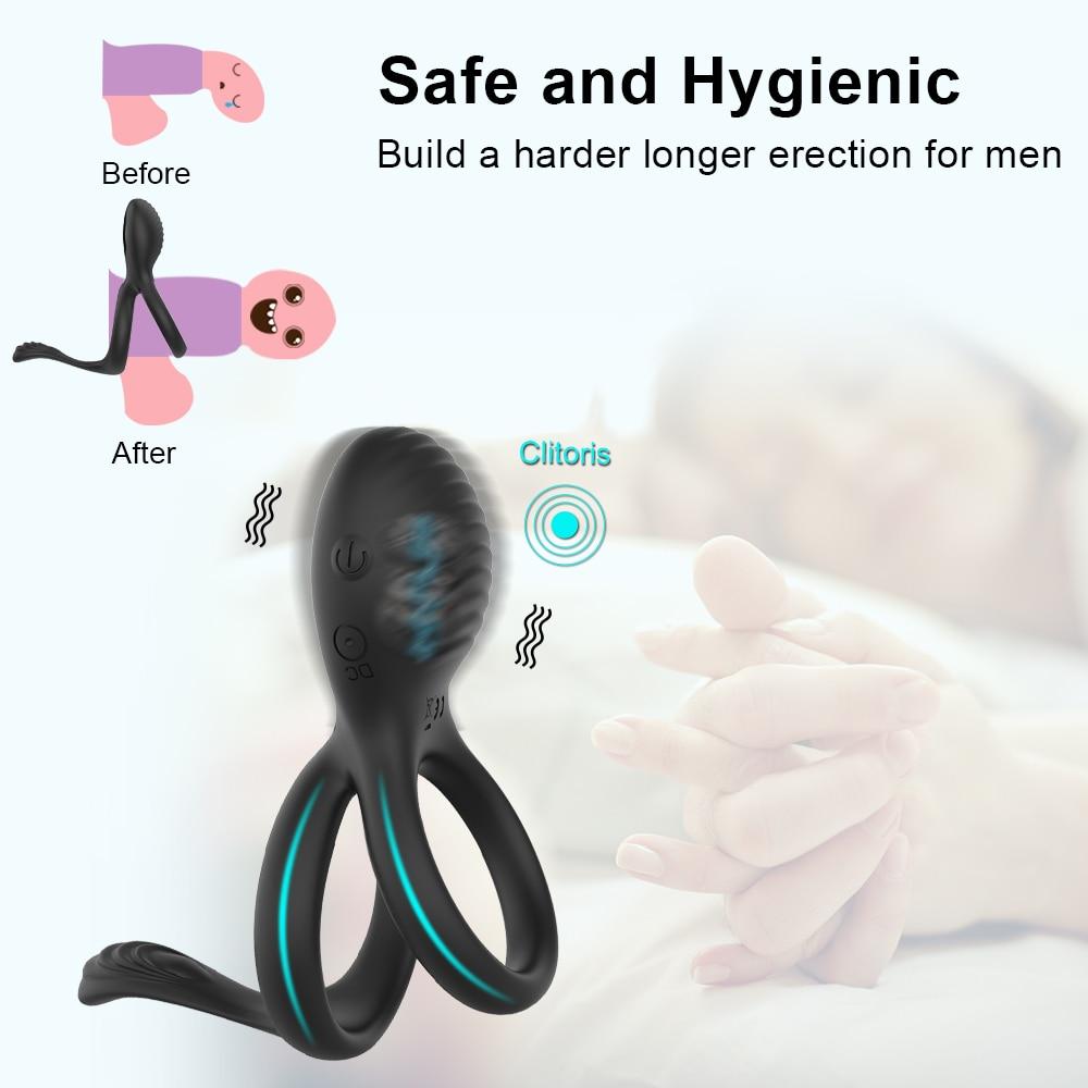 Menn Trådløs fjernkontroll Penisring Vibrator Klitorisstimulering Cockring Forsinkelse Ejakulasjon Penisring Sexleketøy