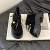 Retro lace-up tassel big head casual board shoes women's autumn fashion Korean version of versatile temperament platform loafers single shoes