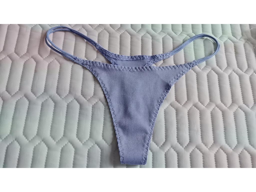 European & American Ribbed Cotton Women's Thong with Fine Straps - Comfortable, Breathable, & Sexy T-Back