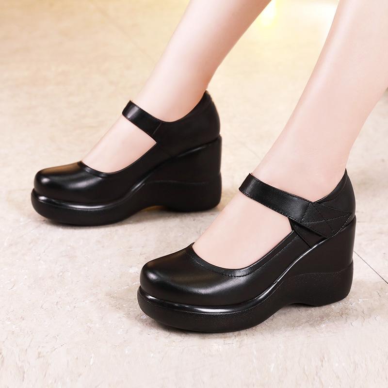 Fashion Size 32-43 Women's Shoes Platform Wedge 2024 New Women's Spring Shoes High Heel Fashion Mid-aged Shallow Mouth Mother Shoes