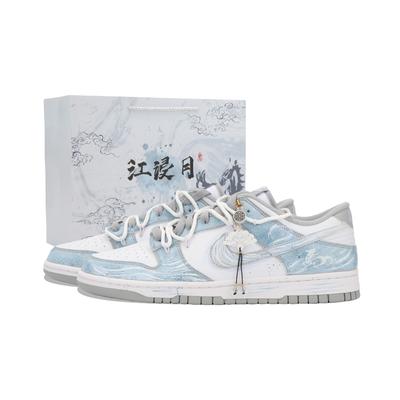 Nike Dunk Jiang Immersed Moon Abriebfest Rutschfest Niedrig geschnittene Skateboard-Schuhe Unisex Weiß Blau HF5441-105(Team724-)