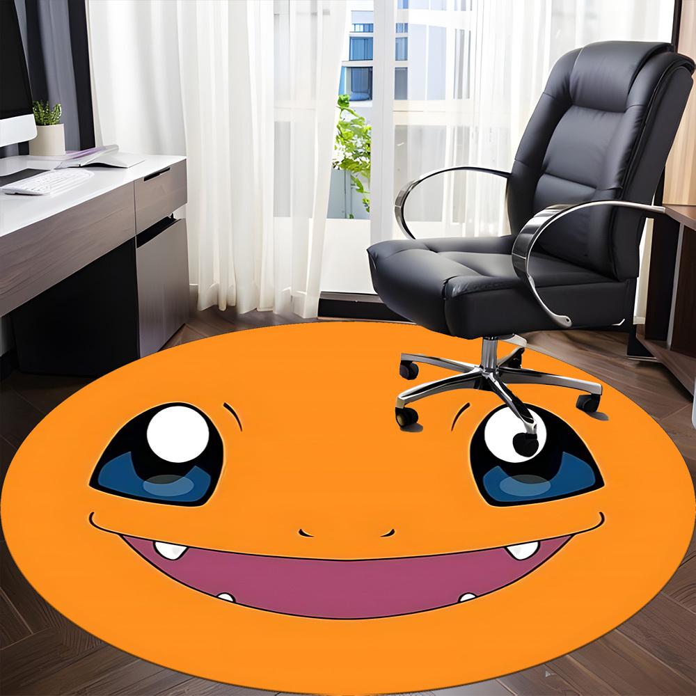 1pc Charmander Office Round Area Rug, Indoor Mat Suitable For Office, Under Office Chairs Bedroom Living Room Home Decor, Room Deco208