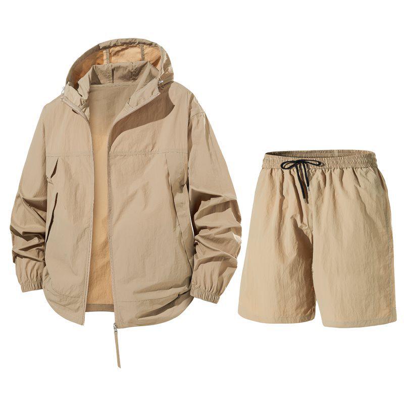 Traje deportivo casual de verano para hombre: Conjunto de seda helada transpirable con protección solar.