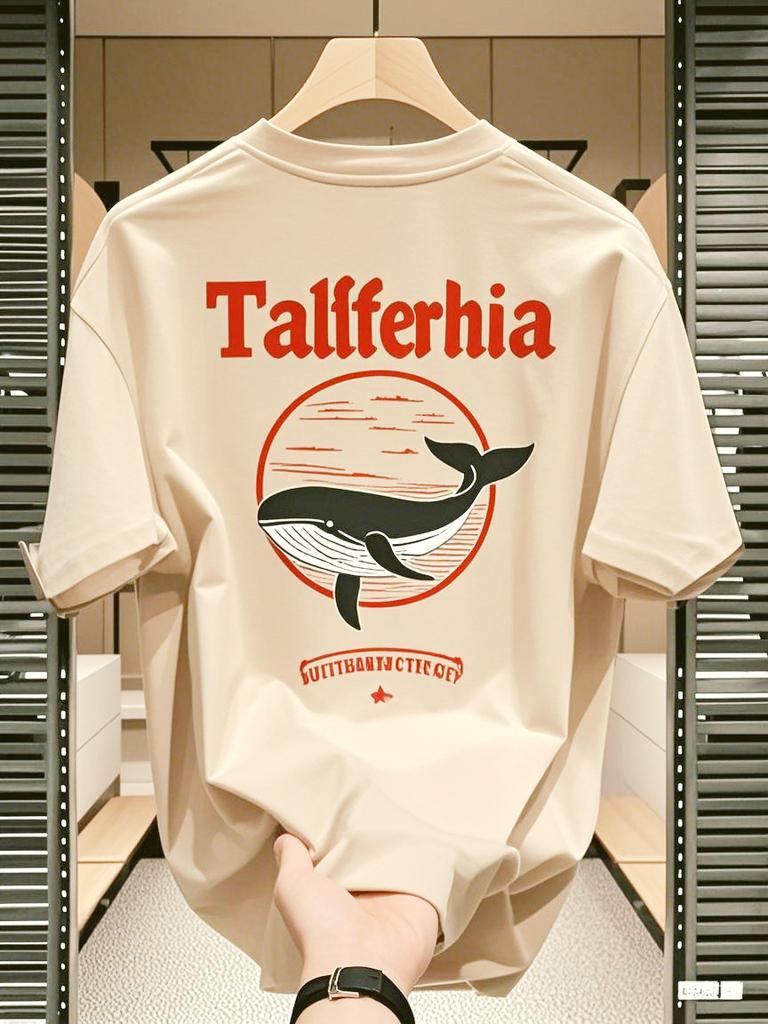 Pure cotton short-sleeved T-shirts for men and women high-end trendy T-shirts for the new summer of 2025 and Marine animals