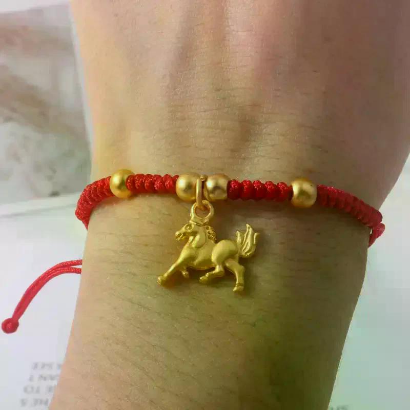 2026 Horse Year Lucky Red Rope Bracelet Chinese Style Zodiac Horse Braided Bracelet Women Fashion Jewelry