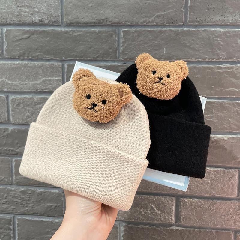 Tegneseriebjørn Baby Strikkelue Høst Vinter Varm Nyfødt Spedbarn Luer for Gutter Jenter Myk Komfortabel Småbarn Barn Lue