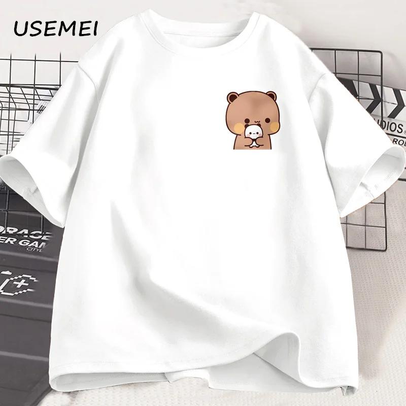 Camiseta Panda Bubu Dudu E Seus Filhotes Moda Engraçada Camiseta de Casal Unissex Moda Casual Mangas Curtas Roupas