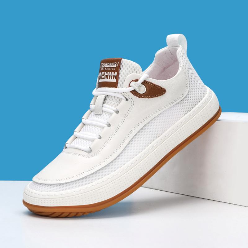 

Летняя дышащая мужская повседневная обувь. Простые кожаные туфли с большой головкой. Повседневная белая обувь клоуна. 43 белый