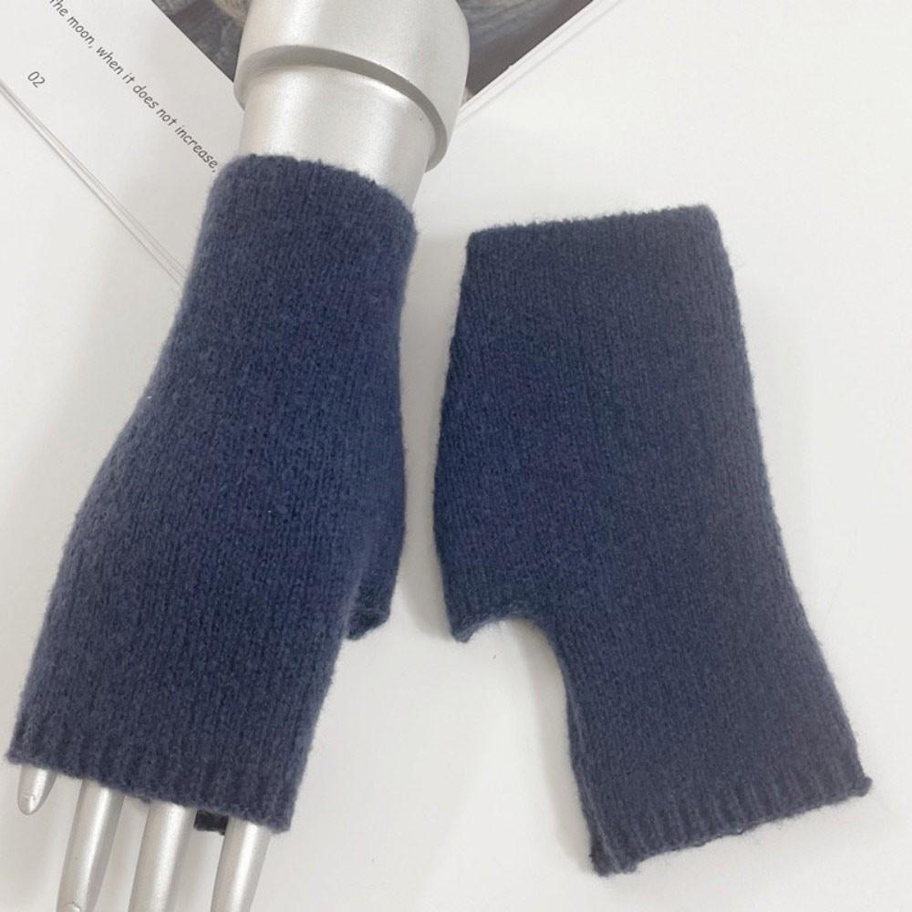 Exposed Finger Half Mittens Wool Blend Knitted Gloves Protable Fingerless Gloves Autumn Winter