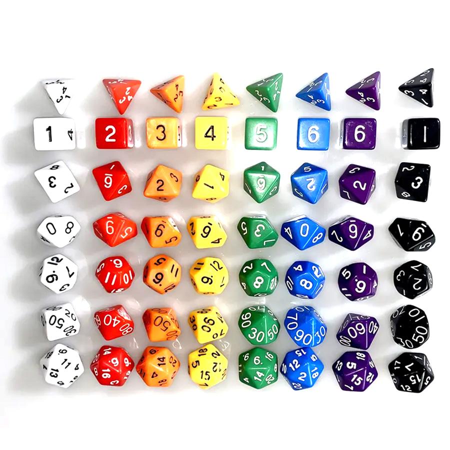 16/40pcs Polyhedral Game Dice, Multi‑Shape Number Dice & Black Velvet Storage Bag, Tabletop Gaming Supplies for Board Game XJM