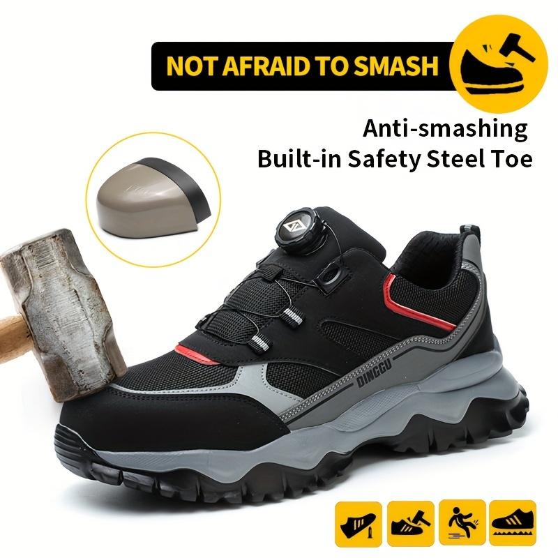 Men'S Rotating Button Steel Toe Safety Shoes Anti Puncture Non-Slip Work Sneakers Air Cushion Indestructible Boots For Industry