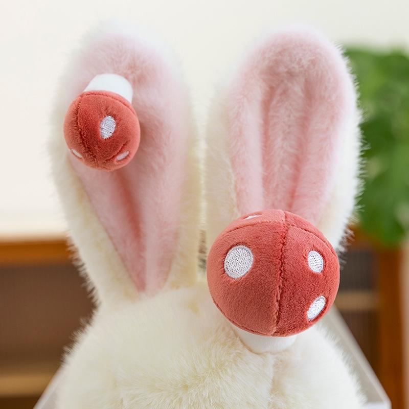 Cute White Rabbit Plush Toy With Mushroom Ears And Hands Soft Stuffed Bunny Doll Sleeping Pillow Birthday Gift For Girls