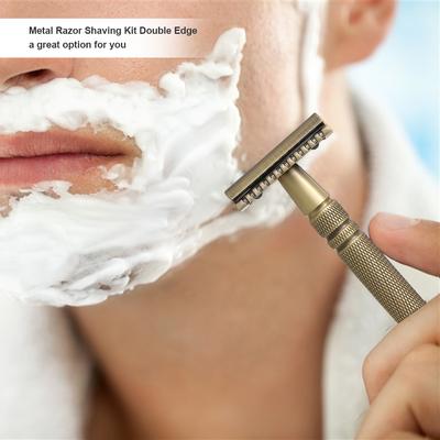 Metal Razor Shaving Kit Double Edge Safety Razor with Stand Manual Beard   Mustache Removal Tool Kit