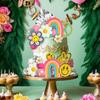 25 PCS Groovy Cake Topper Boho Rainbow Hippie Cake Decoration with Disco Balls and Daisy Flowers for Groovy Theme Birthday Party Supplies