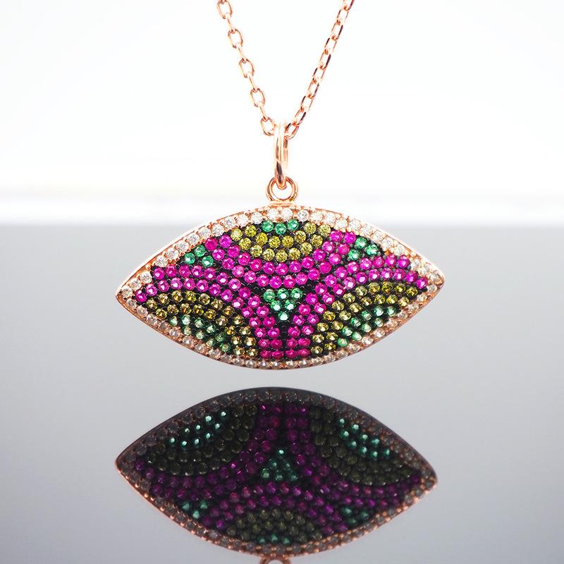 

S925 серебро дьявольский глаз цветной камень женский кулон ожерелье ювелирные изделия 925 silver