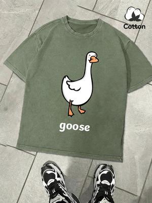 Goose Makes People Happy Design Washed Mens TShirt Cotton TShirts Retro Fashion Clothing Unisex Summer Loose Soft Short