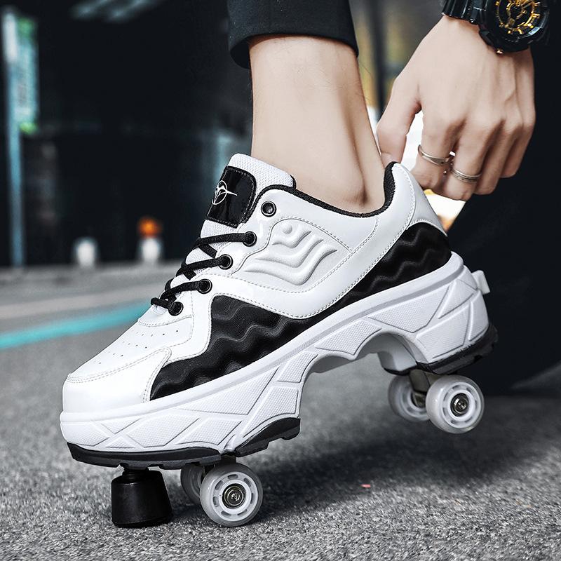Four-wheel Runaway Shoes Children's Luminous Pulley Shoes Boys and Girls Skates Deformed Wheel Shoes