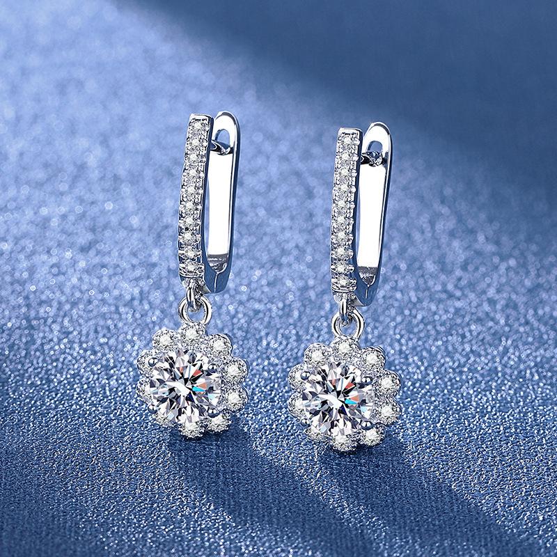 2026 Inlaid Zircon Earrings Women's Diamond-set Fashion Round Square Bag Flower Ear Buckle Earrings
