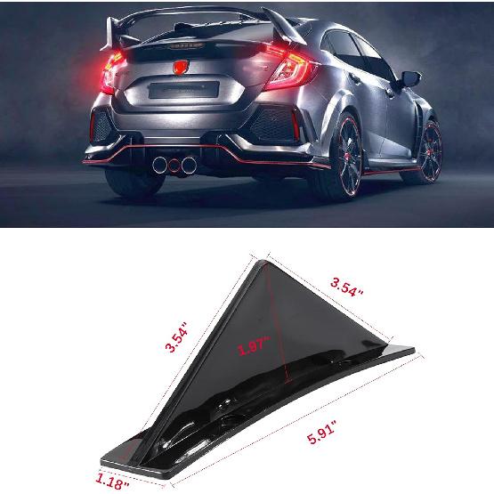 Gloss Black 4Pcs Universal Curved Shape Rear Bumper Diffuser Shark Fin Spoiler Trim Covers Decoration Set Lip Wing Splitter