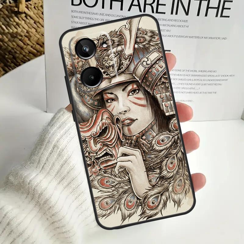 Japanese Samurai Warrior Case For Realme 9 10 11 12 Pro Plus GT5 GT Neo5 C21Y C25s C30 C31 C33 C35 C51 C53 C55 C67