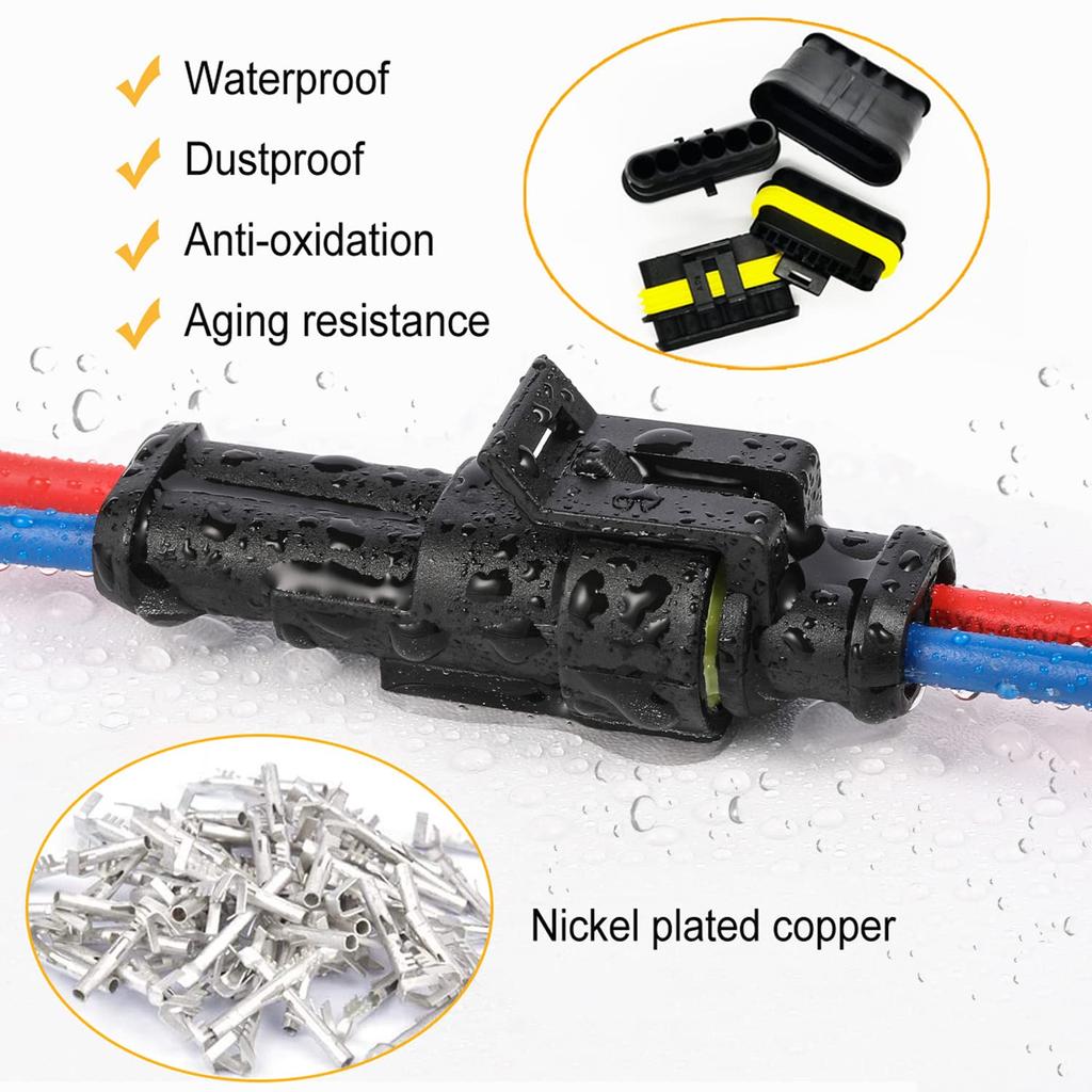 20 Kits 2 Pin Connector Automotive Electrical Connectors 2 Wire Connectors Waterproof Connector Quick Disconnect And Connect 22-16 AWG