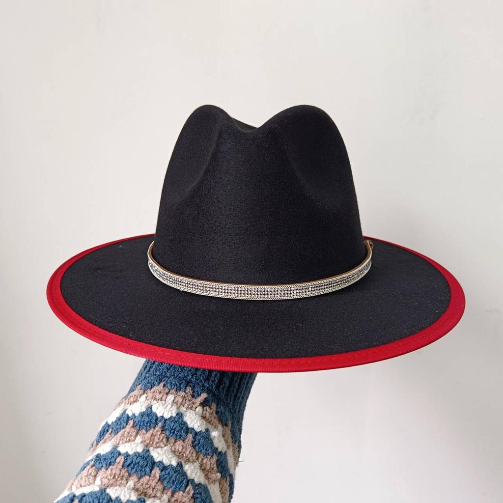 Bunte Perlen Fedoras Hut Herren Breiter Rand Fedoras Verbundener Jazzhut DIY Jazz Panama Schwarzer Hut Gorras para hombres