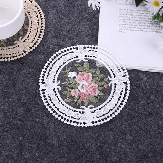 Plate Mat Exquisite Embroidery Desktop Decoration Round INS Style Table Coaster for Photo