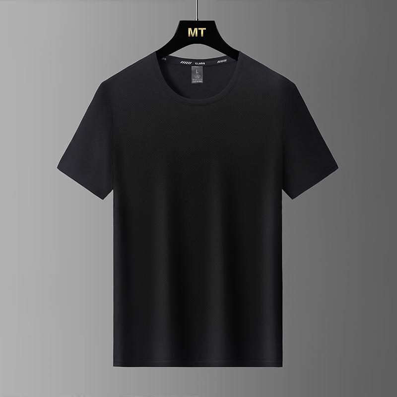 Men's Half Sleeve Fashion Round Neck Ice Silk T-Shirt Sports Casual Top Men's Lightweight Breathable Fitness Large Size Short Sleeve