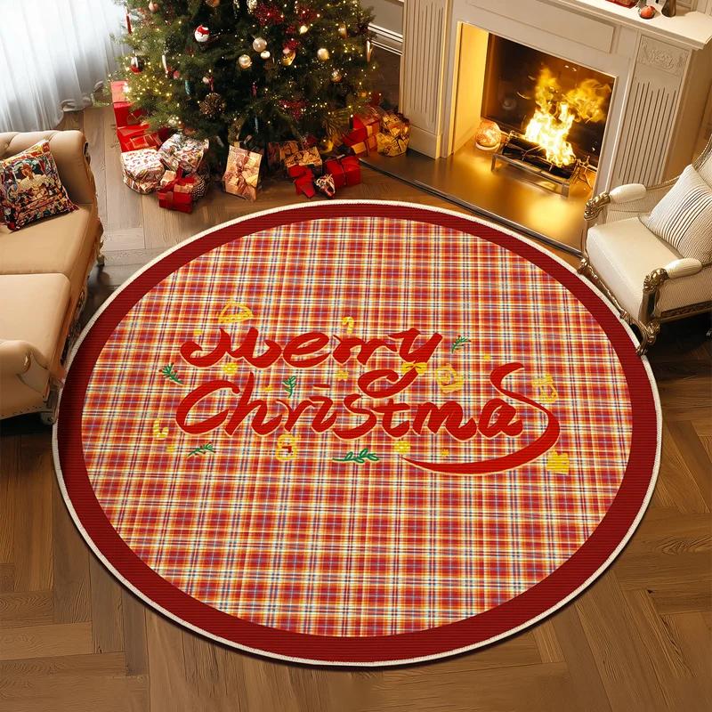 Christmas Tree Decorative Non-slip Rug  Round Living Room Rug  Holiday Rug  Sofa Rug  Bedside Rug Home Party Decorative Rug