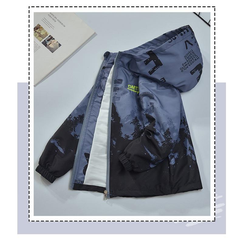 Boys Kids Gradient Hooded Windbreaker Jacket Children Casual Spring Outerwear