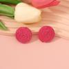 New Sweet, Simple and Individual Style Hand-woven Round Raffite Grass Wooden Stud Earrings