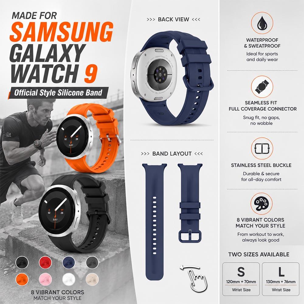 2PC Original Silicone Strap for Samsung Galaxy Watch 9 Watch Band Waterproof Replacement Band for Samsung Galaxy Watch 9/8 Strap