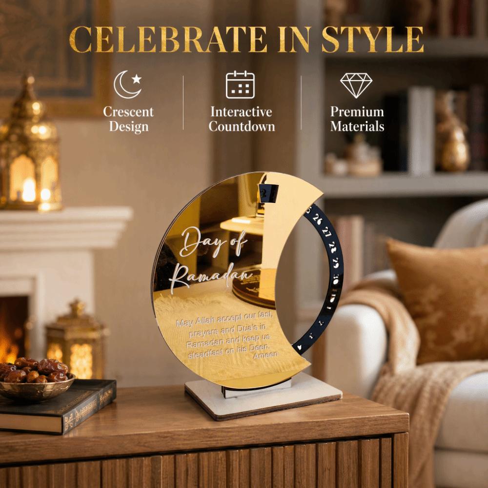 Gold Mirror Moon Table Ornament 7.87x7.87in Holiday Table Decor  Festive Scene Layout