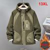 13XL 10XL Plus Size Cargo Jacket Men Autumn Winter Fleece Jacket Coat Male Fashion Casual Patchwork Jackets Big Size 13XL