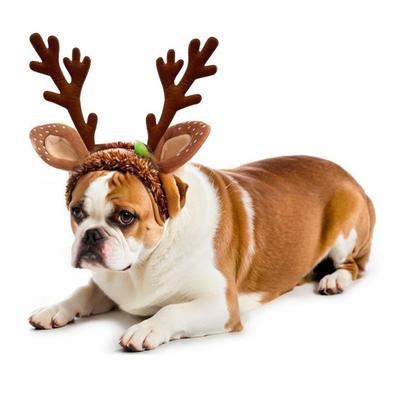 Pet Antler Headband Adjustable Sika Deer Hairband Pet Christmas Deer Headband with Spotted Ears for Dogs Festive Dress-up Photo Shoot Accessories