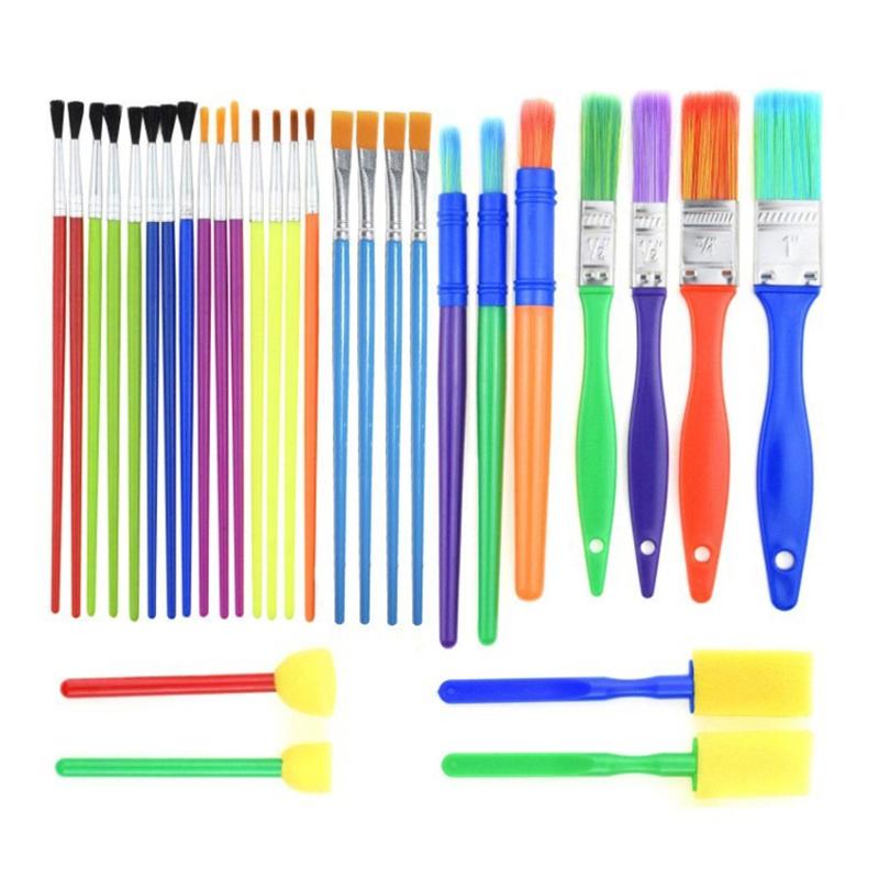 30PCS/Set Painting Brushes Assorted Colorful Artist Paint Brush Drawing Tools Suitable for Watercolor Oil  Artcraft Supplies ZYF