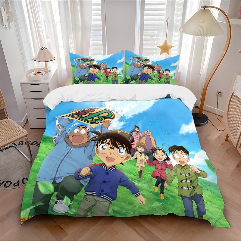 Detective Conan Adventure Print 3Pcs Bedding Setduvet Cover With 2 Bedropillowcase Home Birthday Gift