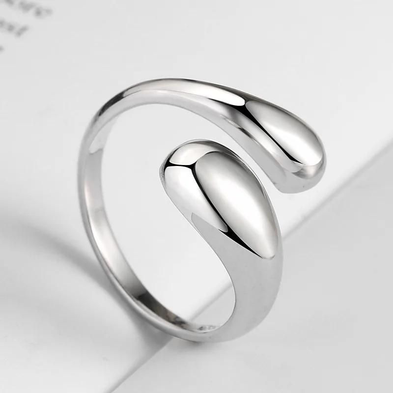 LATS Designer Gold Silver Colour Water Drop Ring Woman Europe America Jewelry Trendy Accessories Gift
