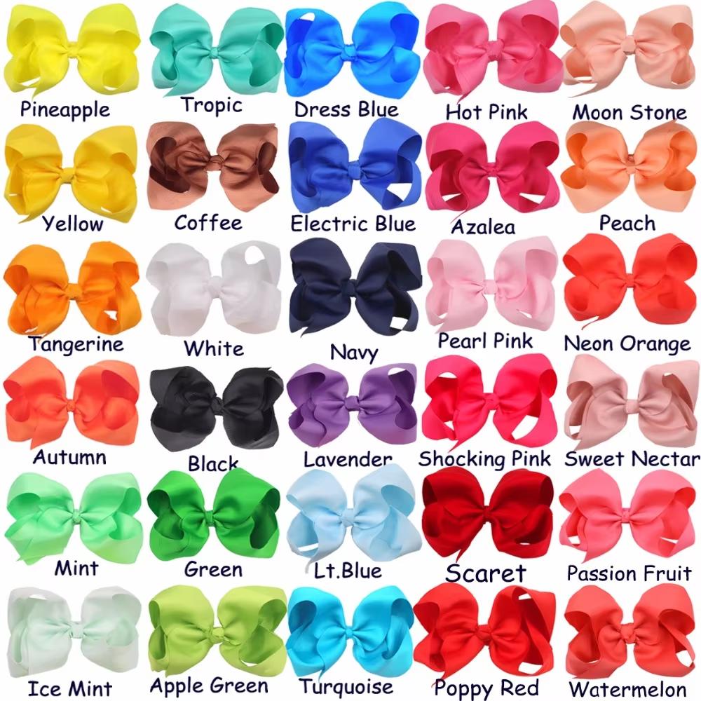 30 Pcs 6 Inch Bows for Girls Big Grosgrain Girls 15pairs 6" Hair Bows Alligator Clips For Teens Kids Toddlers