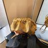 Glossy Cloud Bag Gold Silver Pleated Dumpling Bag Women's New Niche Design Single Shoulder Messenger Bag