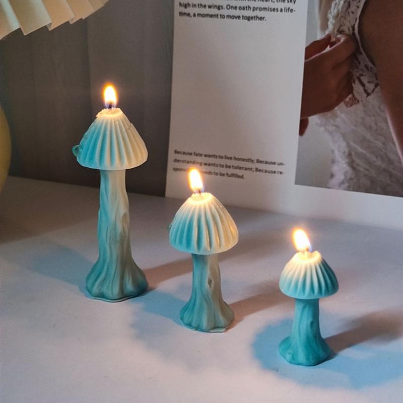 Mushroom Shape Candle Mold 3D Mushroom Candle Resin Silicone Mould for DIY Gypsum Baking Mould Jelly Fondant Decorations