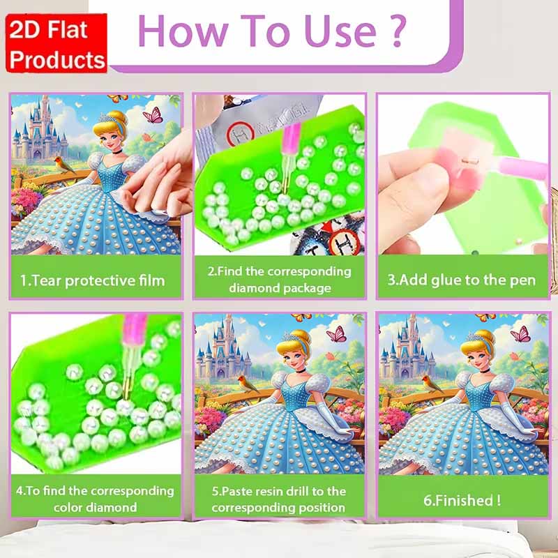 Disney Pearl Painting Set Cinderella in The Garden Exquisite and Sparkling Artwork Perfect for Home Wall Decoration and Handmade Gifts