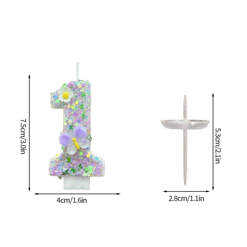 Fairy Birthday Number Candles Purple Pink Digital Candle 0-9 Number Cake Topper Girls Birthday Party Cake Decoration Supplies