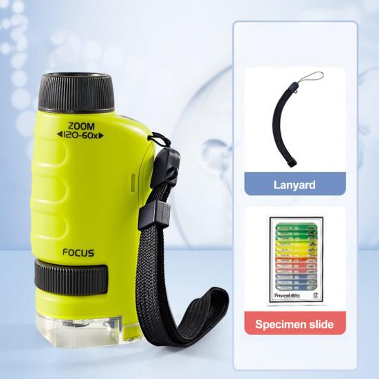 1 zestaw mikroskopu dla dzieci, powiększenie 60x-120x, przenośny mikroskop naukowy do szkolnej przygody na świeżym powietrzu