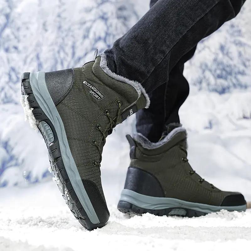 Winter Men's Hiking Boots High-top Warm Plush Outdoor Shoes