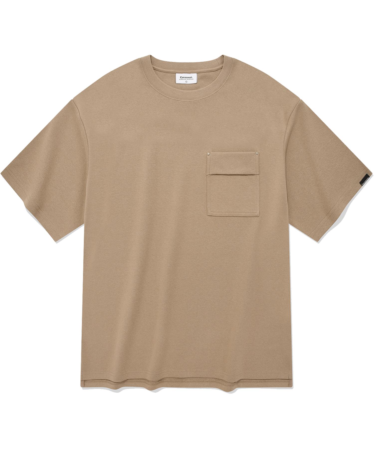 Covernat Round Pocket T-Shirt Beige Beige/M
