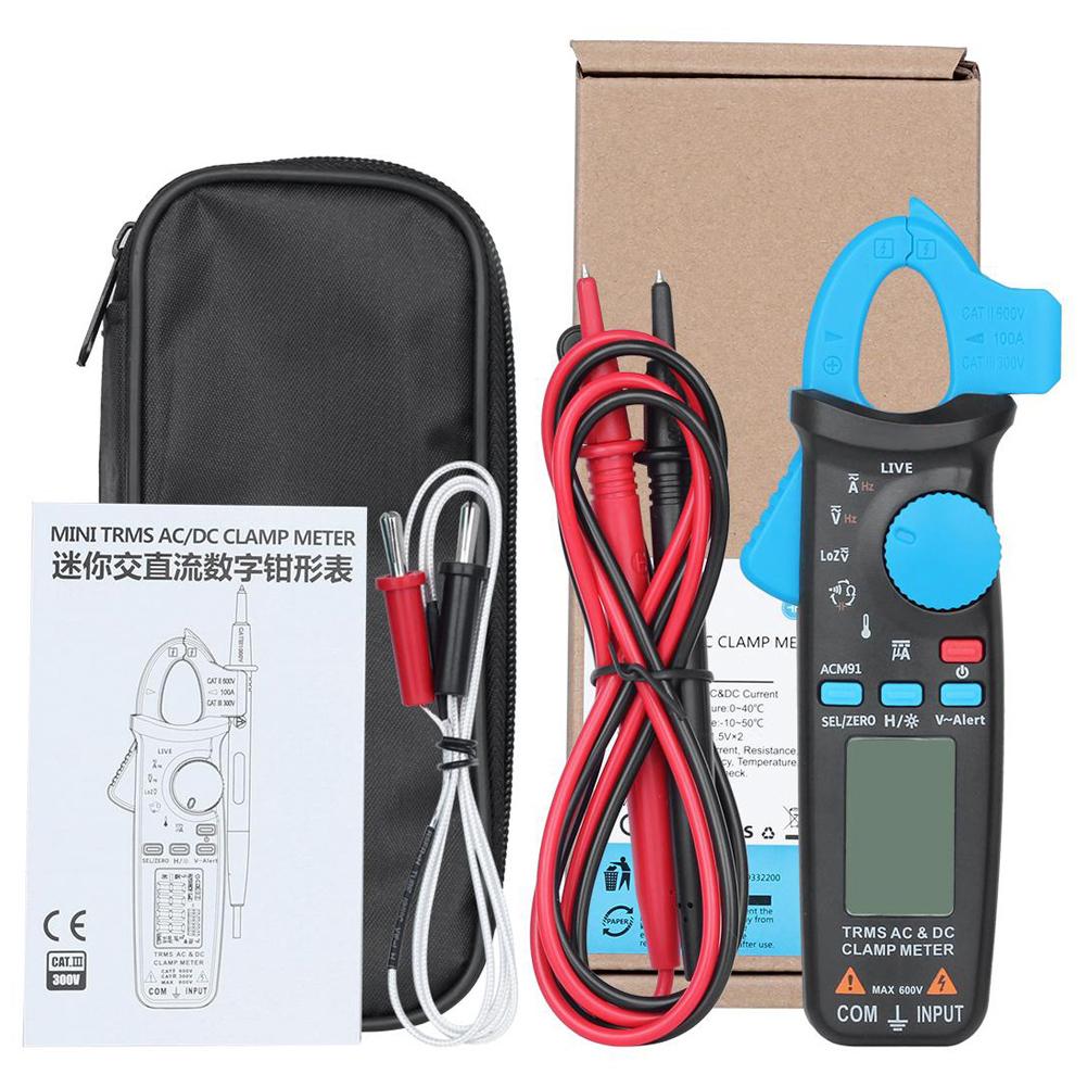 1pc Digital Clamp Multimeter AC DC Voltage Current Resistance Temperature Tester 6000Count