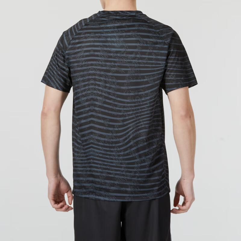 Under Armour Striped Breathable Printed Round Neck Short Sleeve Raglan T-Shirt Unisex Tops Black 24500510-001