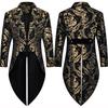 Devil Fashion Herren Gothic Steampunk Jacke Schwarz Damast Hochzeit Halloween Frack Jacke