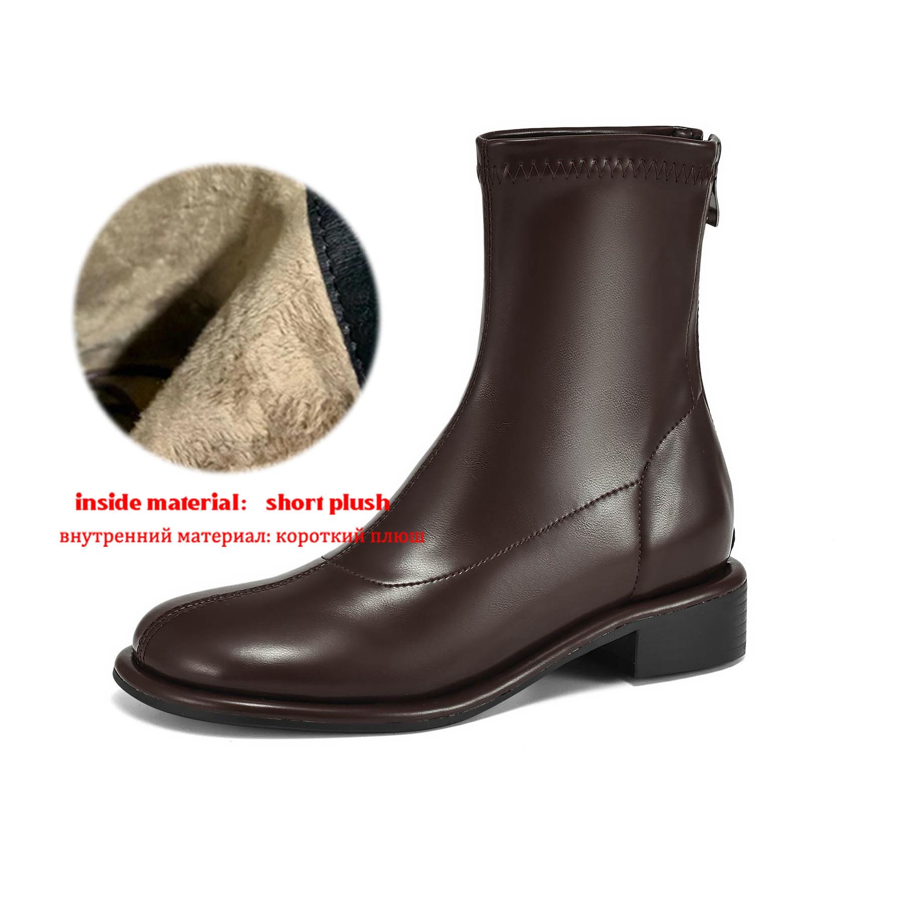 

Krazing Pot Microfiber Autumn Winter Shoes Low Heels Size 43 Stretch Boots Back Preppy Style Street Wear Ankle Boots 43